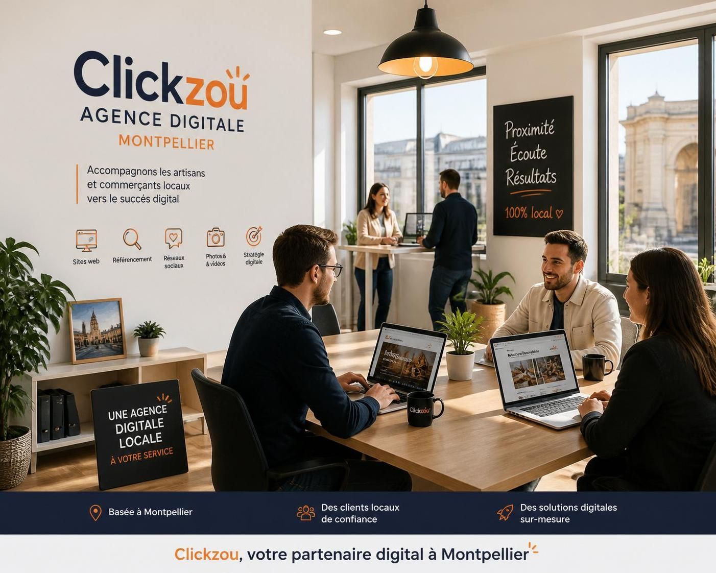 découvrez les services de l'agence digitale clickzou à montpellier pour améliorer votre visibilité en ligne : stratégie web, référencement, création de contenu et gestion des réseaux sociaux.