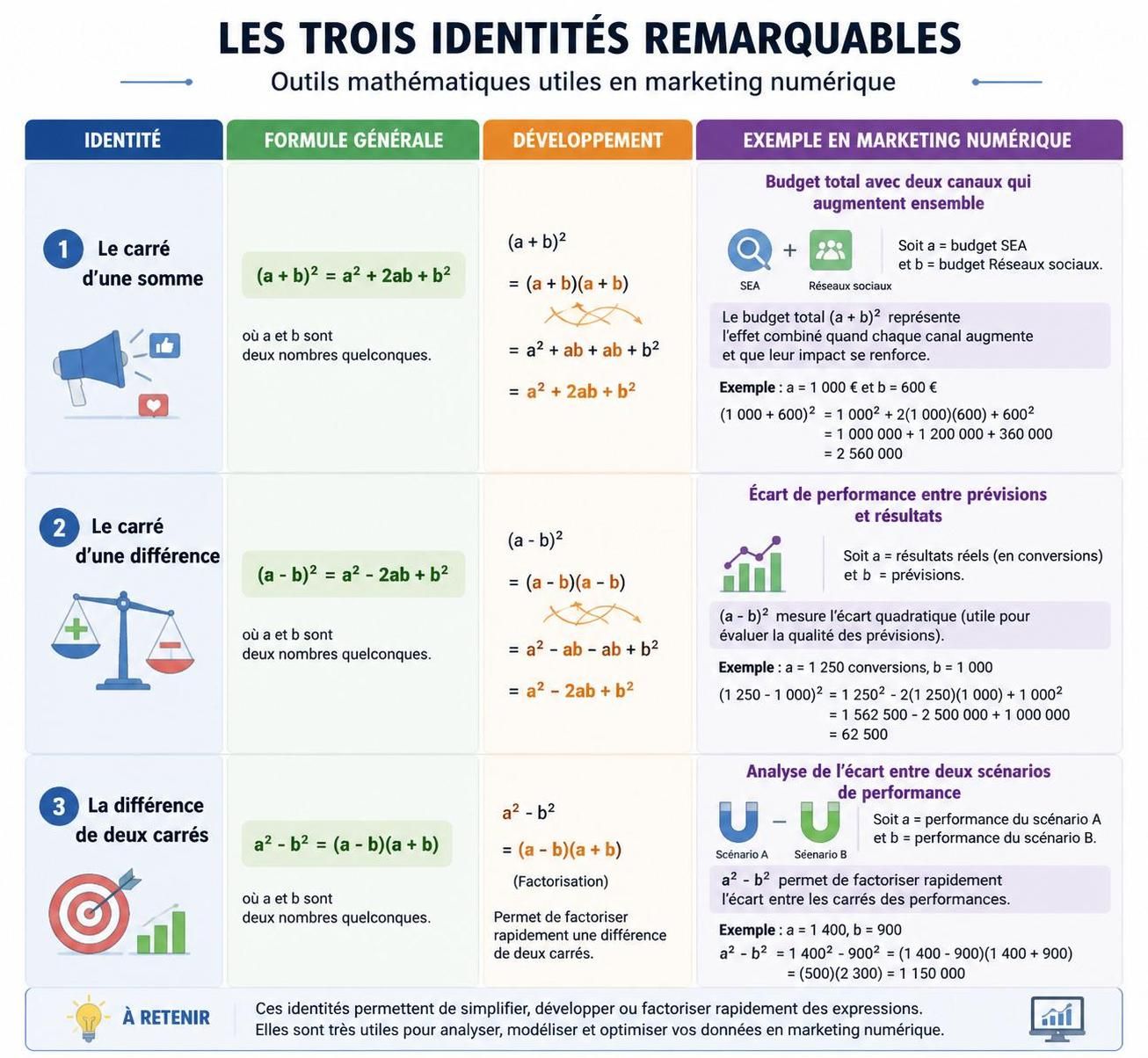 découvrez comment maîtriser les identités remarquables pour simplifier vos calculs en marketing et optimiser vos analyses de données.