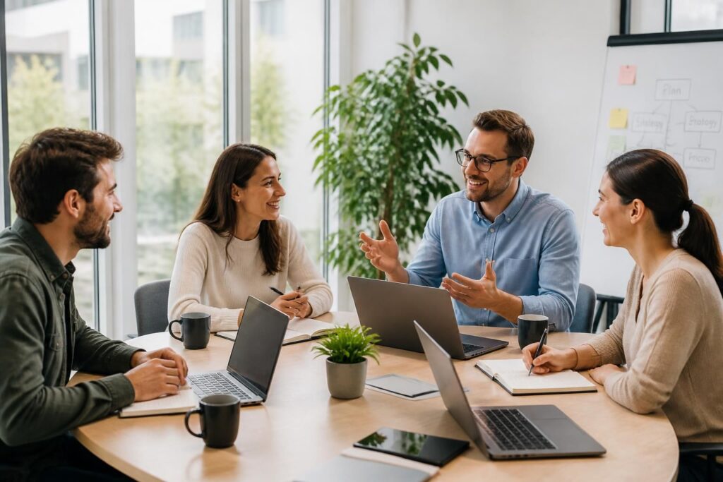 découvrez les avantages des réunions en table de 4 pour booster la dynamique et l'efficacité de vos sessions de travail.